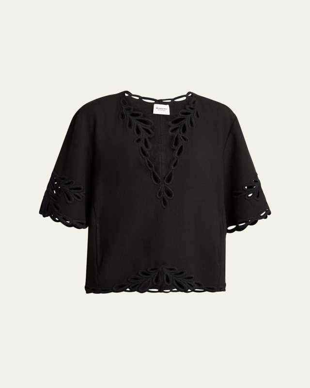 Shana Embroidered Short-Sleeve Top